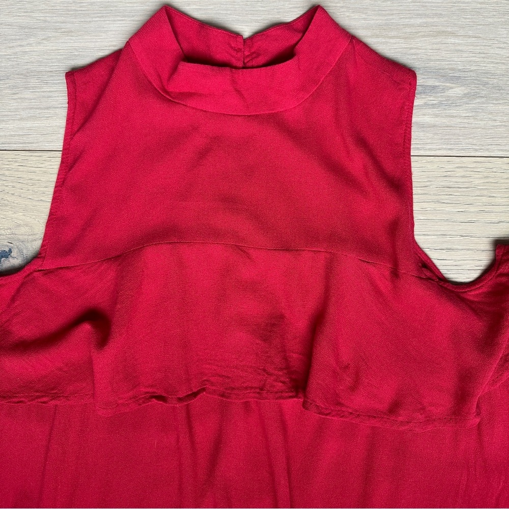 BP. Ruffle Cold Shoulder Top in Red - Picture 3 of 10